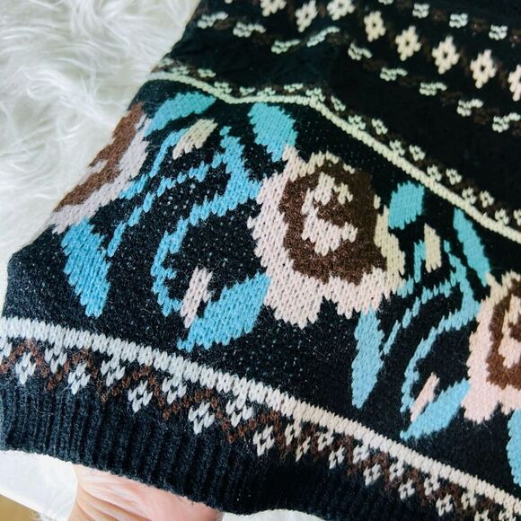 Vintage style / crotchet style black floral boho casual tank top L/ XL - Picture 5 of 9